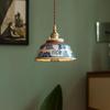 Chinese Retro Ceramic Pendant Lamp: Vintage Underglaze Teahouse Style for Bedside or Dining Room