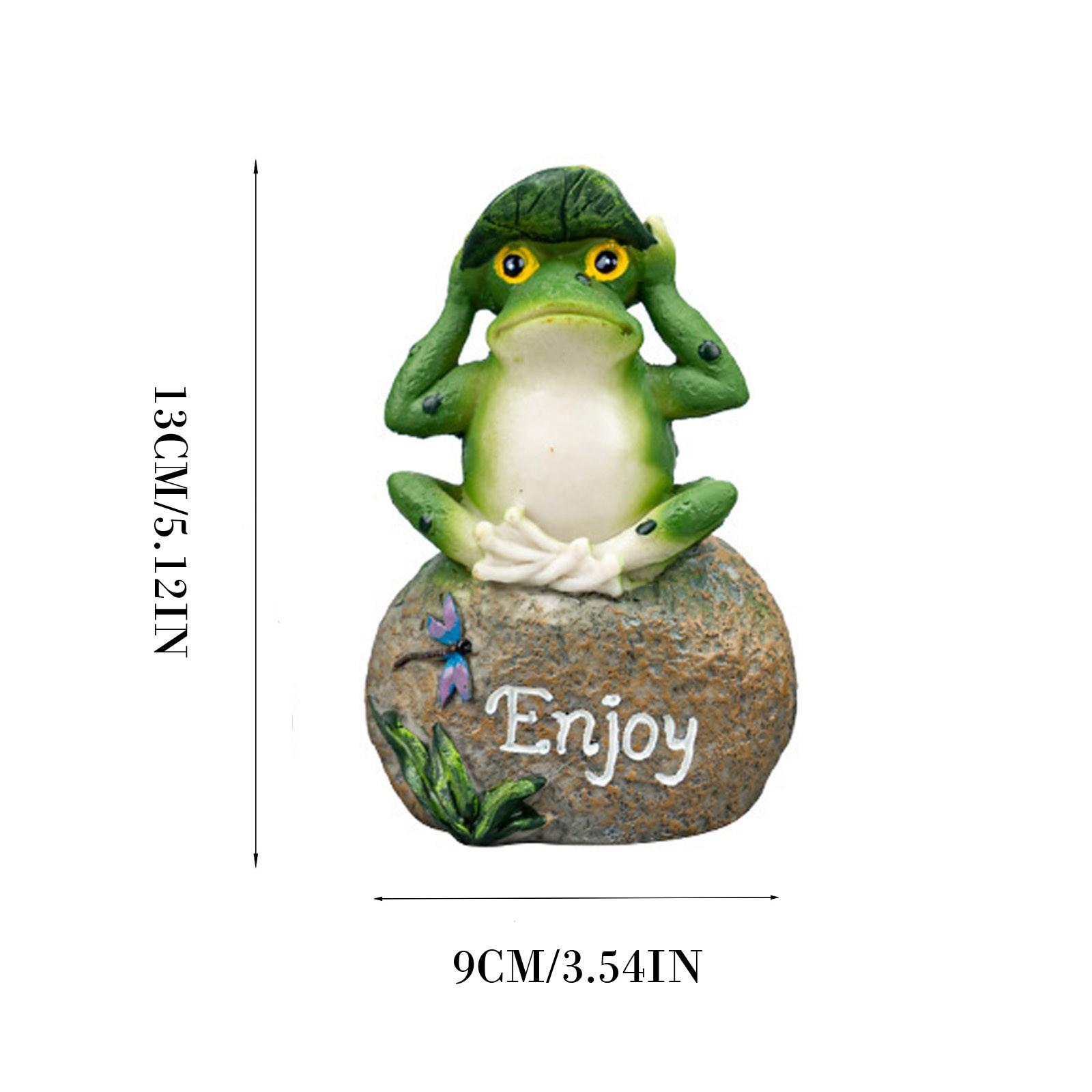 

3PCS Resin Frog Figurines Decorative Shelf Animals Home Garden Art Sculptures with Stone Base for Indoor Outdoor Display белый