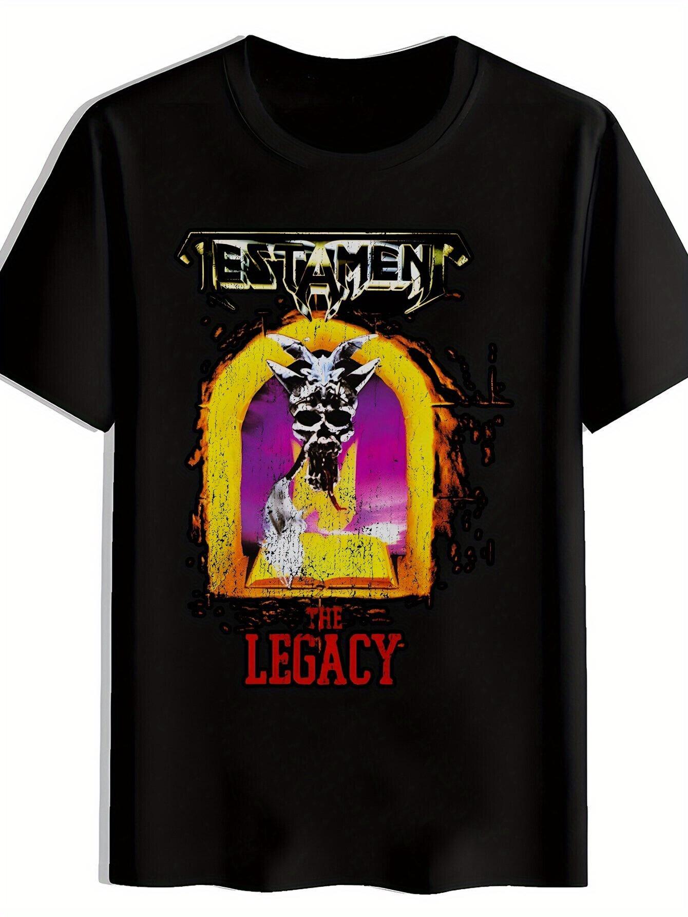 

Vintage Rock Band Graphic T-shirt - Black Polyester Crew Neck Tee with Bold THE LEGACY Print S