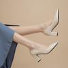 Fashion single shoes women's thick heel spring and summer new pointed work shoes shallow mouth pedal simple high heels