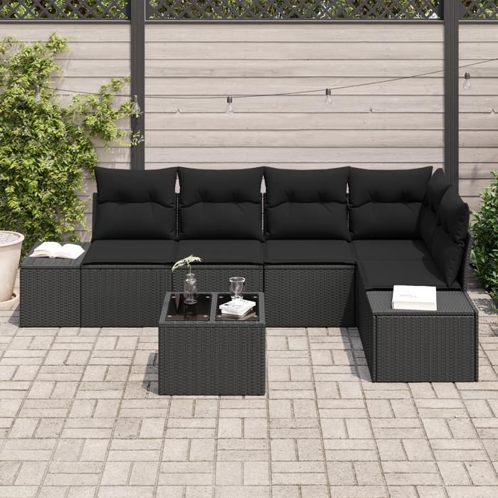 VidaXL Ensemble de Canapé de Jardin de 6 Pièces avec Coussins Beige Rattan 3347073
