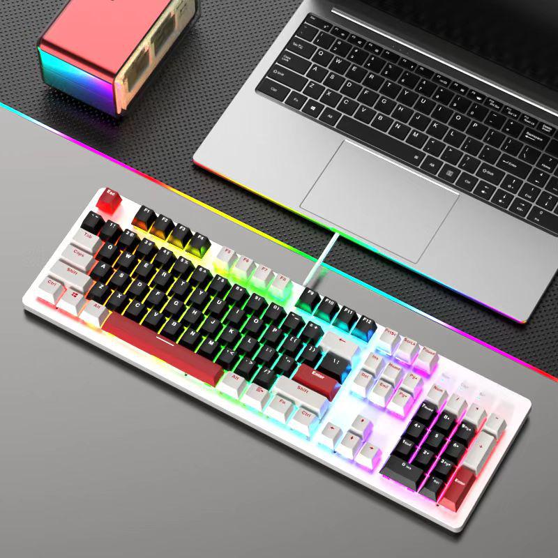 104-Key Wired Gaming Mechanical Keyboard, Blue/Black/Tea/Red/Silent Switches, Mahjong Sound, Hot-Swappable, Customizable