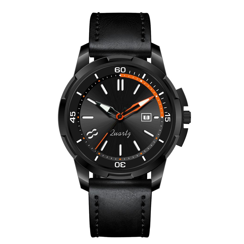 Military Leather Watch Dial Quartz Movement Business Casual Outdoor Sports Wristwatch
