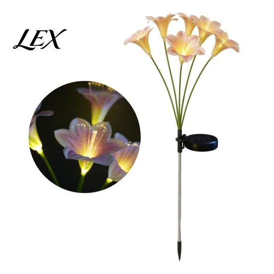 Weather Resistant Flower Decor Solar Lily Light, Garden Lights with Stake, LED Yard Lamp, Warm White Path Lighting Outdoor Decorative Lighting,
