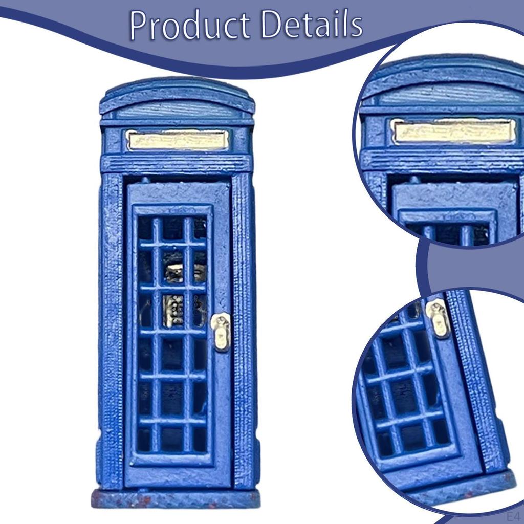 1/64 Miniature Phone Booth Telephone Collectibles Accessories DIY Projects Retro Railway