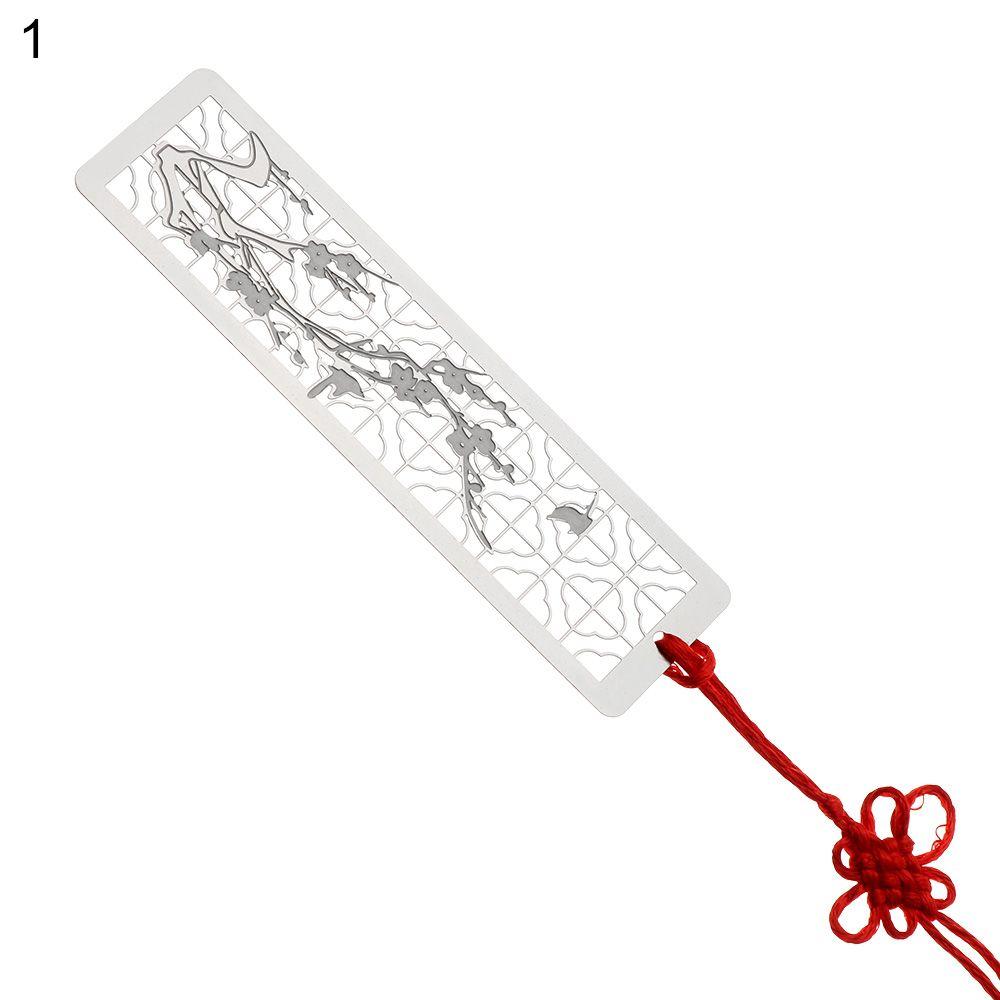 Metal Hollow Bookmarks Chinese Style Red Knot Creative Book Clip Stainless Steel Pagination Mark Calligraphy Painting Kids Gift