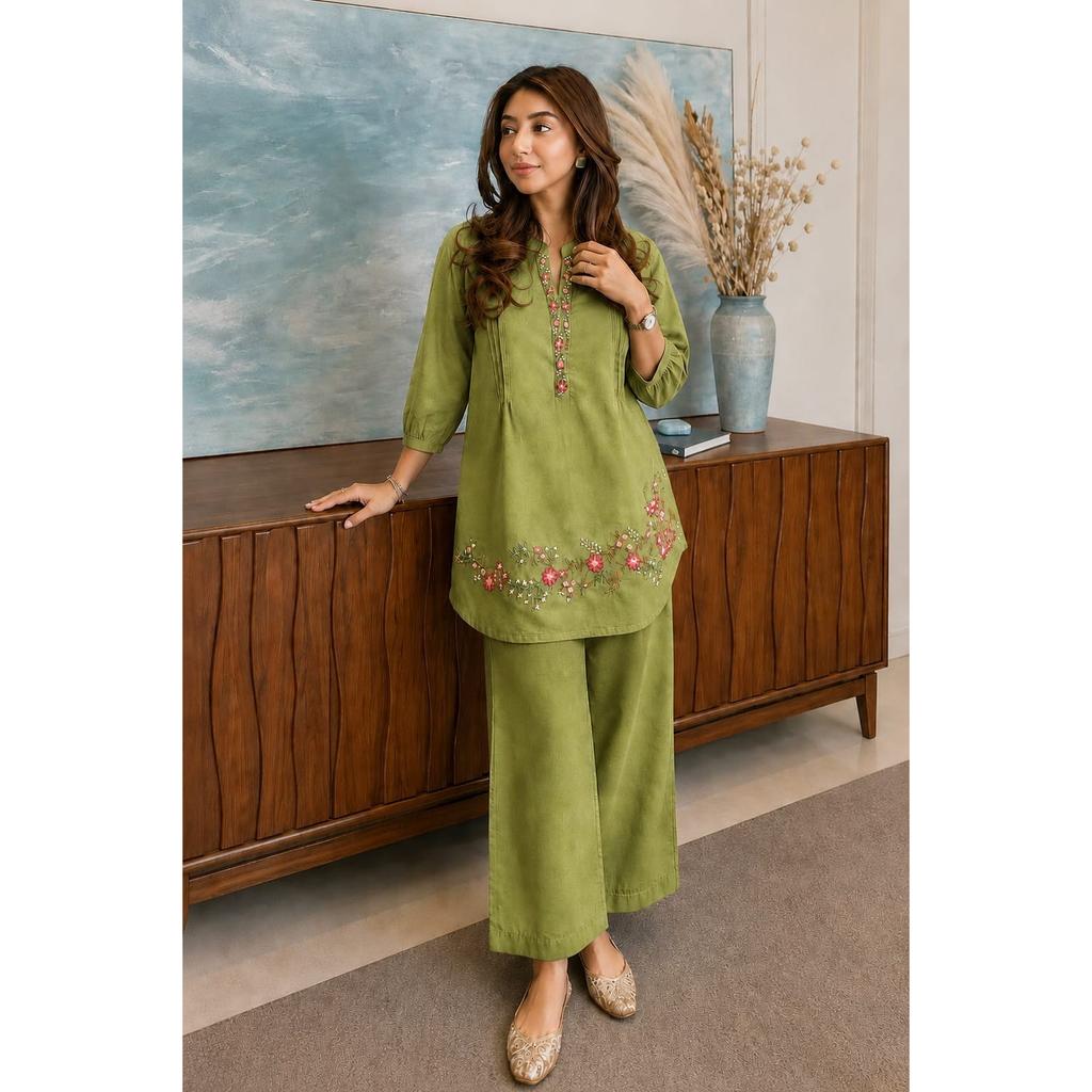 Pure Cotton Party Wear Kurti Pant Cord Set Indian Designer Top Tunic Kurta Set