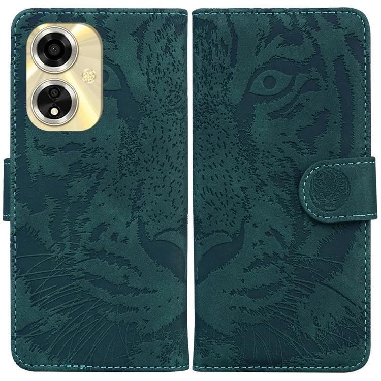 

For Oppo A59 5G / A2m 5G Wallet Case Imprinted Tiger Pattern Leather Stand Phone Cover