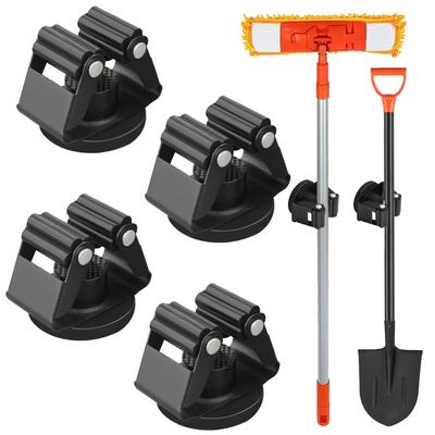MUTUACTOR Magnetic Broom Holder, 12lb, Non-Slip Magnetic Mount Storage Broom Holder with Rubber Gripper, 4-Pack, Heavy Duty Magnetic Tool Holder for W