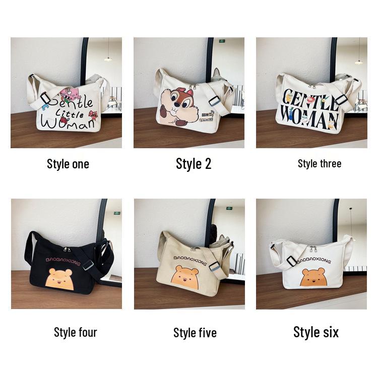 Women's Large Capacity Canvas Crossbody Bag with Letter Print - Versatile Fashion Shoulder Bag for Everyday Use