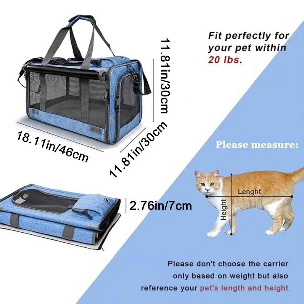 Oxford Cloth Cat Carrier Handbag Soft Sided Breathable Cat Transport Bag Large Capacity Waterproof Pet Carrier