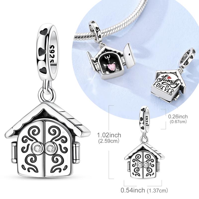 Original 925 Sterling Silver Charms Can Open Family House Pendant Fit Original Bracelet Necklace For Women DIY Jewelry Gift