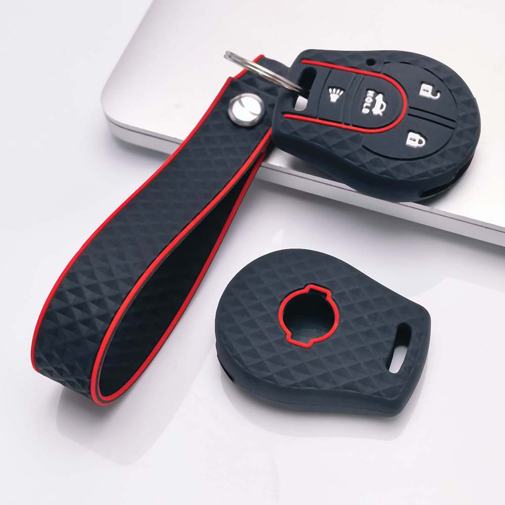 Key Cover for Nissan Leaf Armada Gt-r Versa Kicks Sunny with Keychain Anti-Scratch Guard Shockproof Protection Soft Grip Texture Dust Resistant Cover