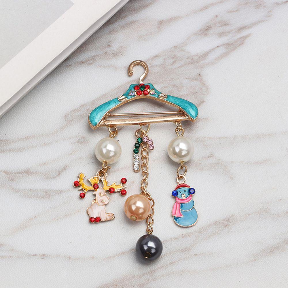 

Accessories Pearl Enamel Snowman Elk Deer Crystal Hanger Brooch Pin Rhinestones Drying Racks Crutch