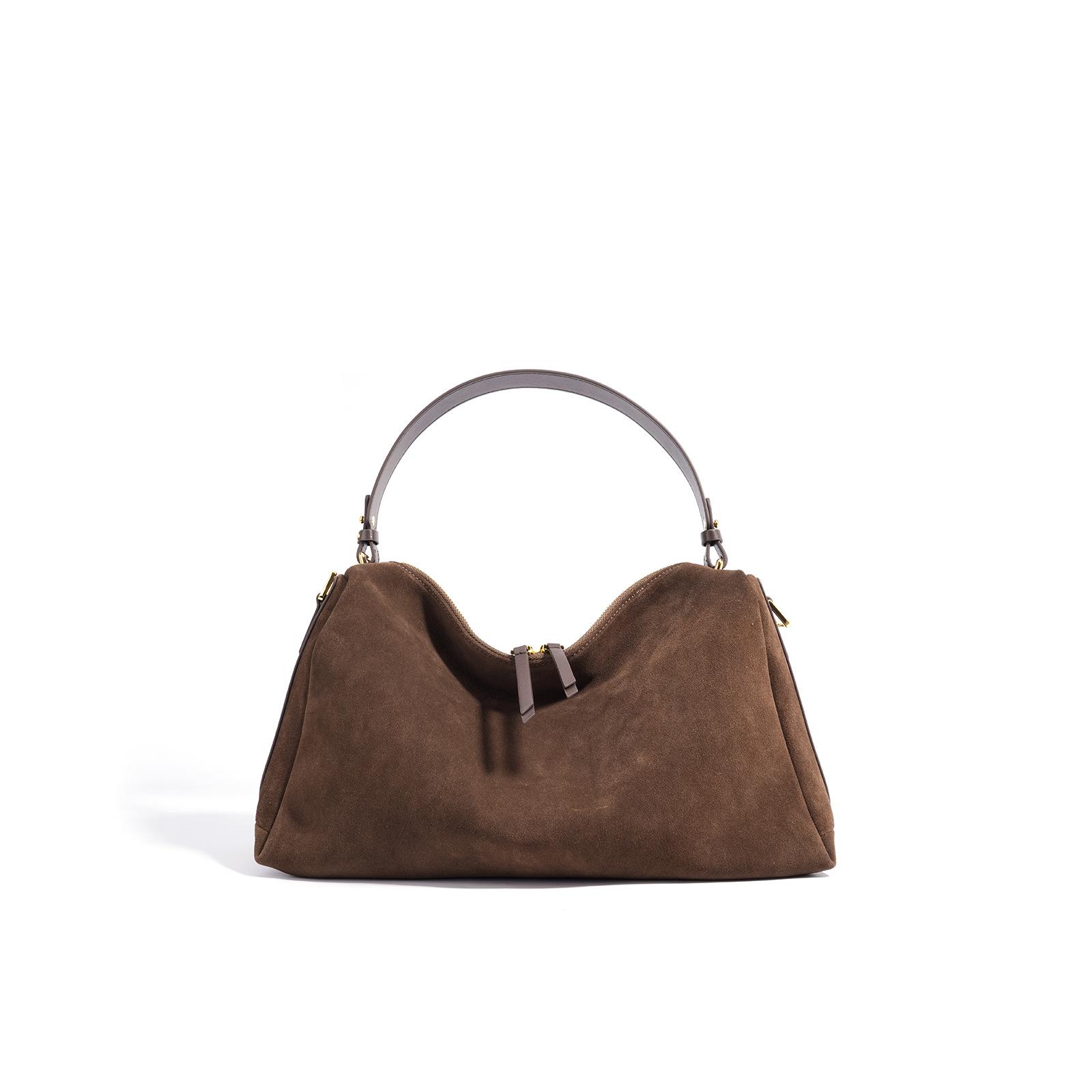 

Genuine Women s Handbag Shoulder bag New Luxury Coven Suede Pillow Bag Large Capacity Hand Bill of lading crossbody bag armpit темно-коричневого