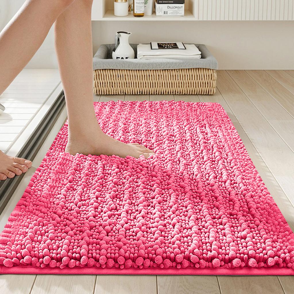 Chenille Bathroom Rug, Extra Soft, Thick, Absorbent, Long-pile, Non-, Machine Washable And Dryable, Suitable For Bathrooms.
