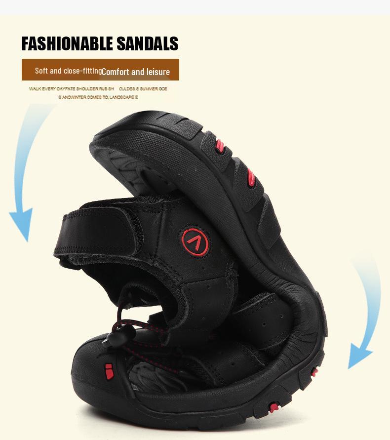 Korean Style Men's Breathable Outdoor Sports Sandals - Trendy Summer Closed-Toe Beach Shoes for Teenagers