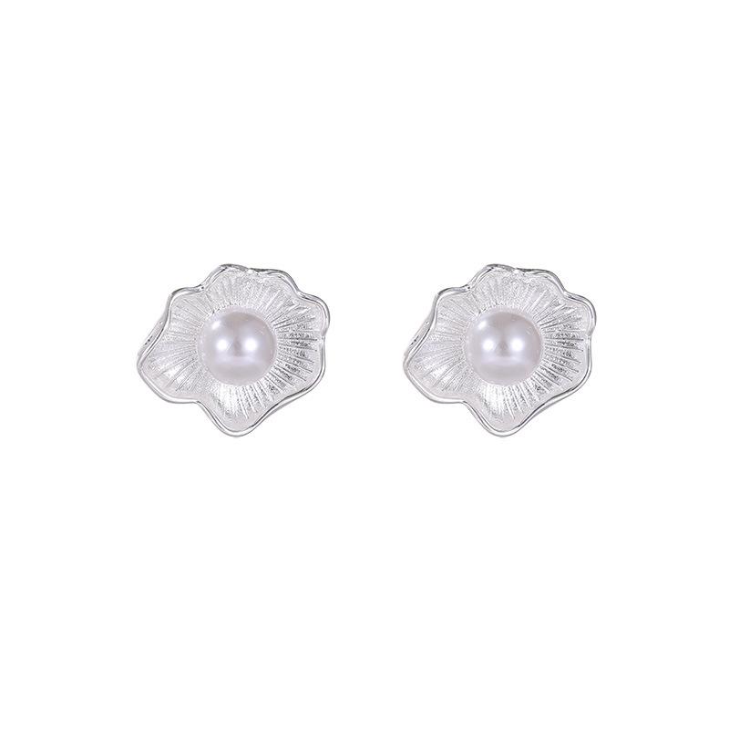 

925 Sterling Silver Shell Pearl Piercing Woman Luxury Earrings High Quality Vintage Chrome Jewelry Accesories Prevent Allergies срібний