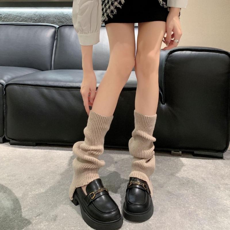 Womens Lolitas Knit Long Socks Flared Leg Warmers Harajuku Booties Socks Winter Warm Ankle Heap Socks