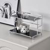 Estante de Almacenamiento en Capas Metálico para Escritorio, Estante de Almacenamiento de Doble Capa para Escritorio, Estante de Almacenamiento para Tazas de Agua y Café, Cosméticos de Baño St