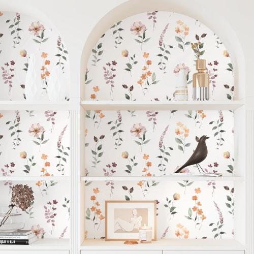 VEELIKE Peelable Wallpaper Stickers, Nordic Floral Pattern, Waterproof/Heat-Resistant, Suitable for Rentals, 44.5 x 300cm, Stylish DIY Wallpaper for K