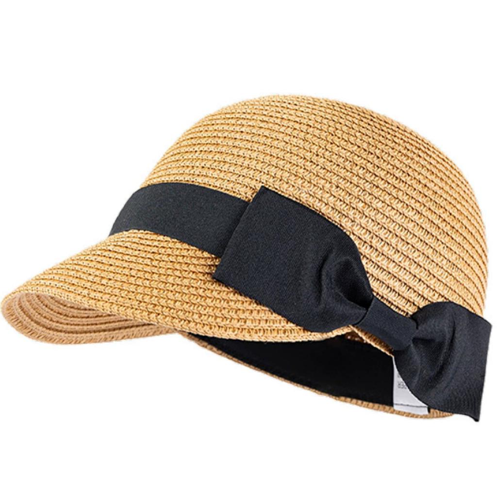 Elegant Summer Straw Hats Women Girl Short Brim Equestrian Caps Outdoor Foldable Breathable Baseball Cap Portable Beach Sun Hat