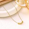 Douyin Celebrity Lucky Five Blessings Necklace: Gold-Plated Bead Pendant in Carved Titanium Steel.