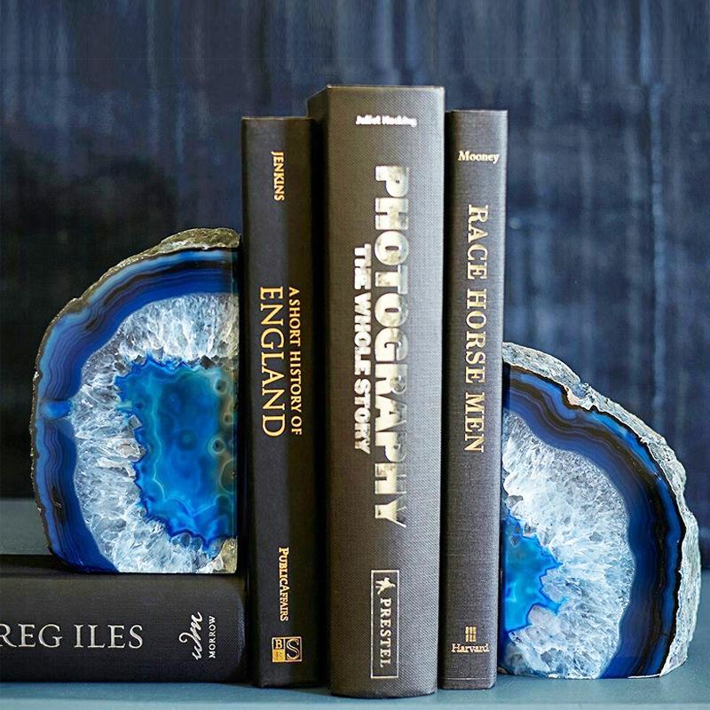Creative Marble Crystal Agate Bookends Office Decorative Items Luxurious Abstract Irregular Agate Crystal Bookends Crafts Decor
