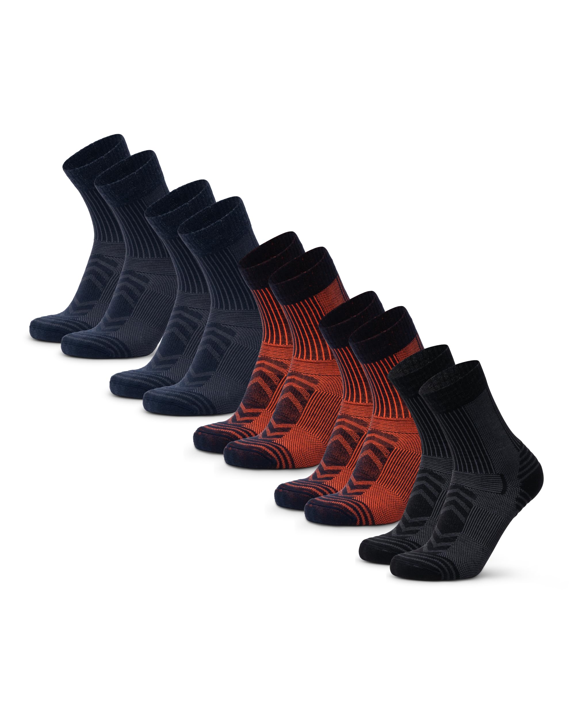 

DANISH ENDURANCE Легкие носки для хайкинга, Легкие носки для альпинизма, 3/5 пар, Разноцветные (2 темно-синих, 2 темно-синих/оранжевых, 1 черный, 25.0-28.0 см)