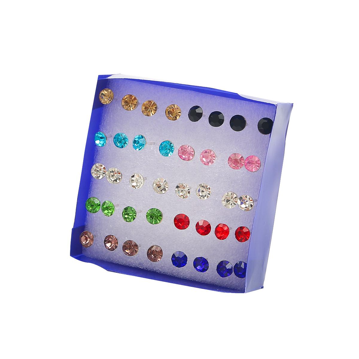 

20 пар/компл. простые серьги-гвоздики, набор серег для женщин и детей с коробкой, серьги, ювелирные изделия разноцветный