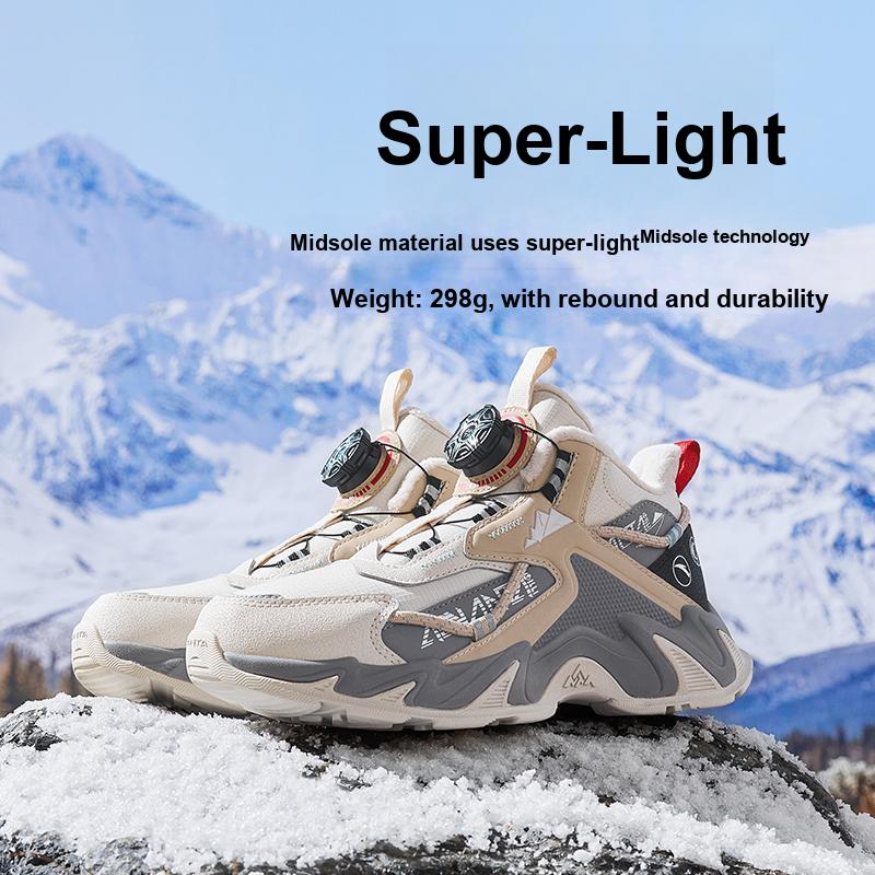 Anta Kids Trendy Fashion Fleece Warm Wear-Resistant Non-Slip Mid-Top Outdoor Shoes Kids Shoes Gray A12446916-1