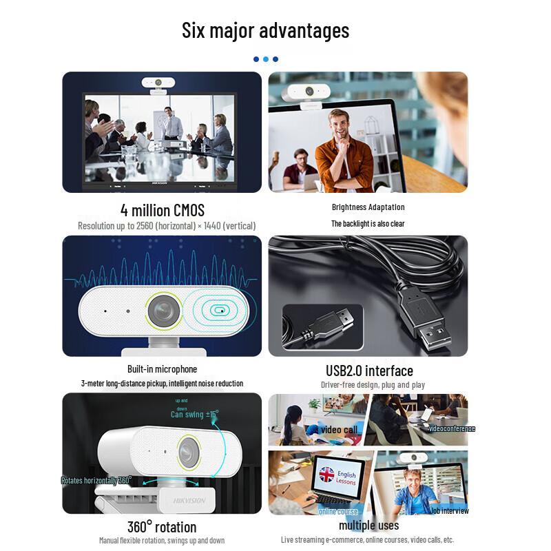 Hikvision 2K HD USB Webcam for Online Meetings & Streaming (CN version)