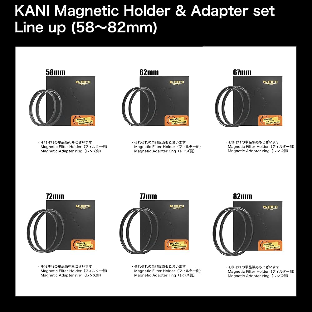 KANI 77mm Magnetic Quick Release Magnetic Holder and Adapter Set S77-M77 Magnetic Filter Set with Knurling, Anti-Slip Mechanism, Black Frame, Aluminum