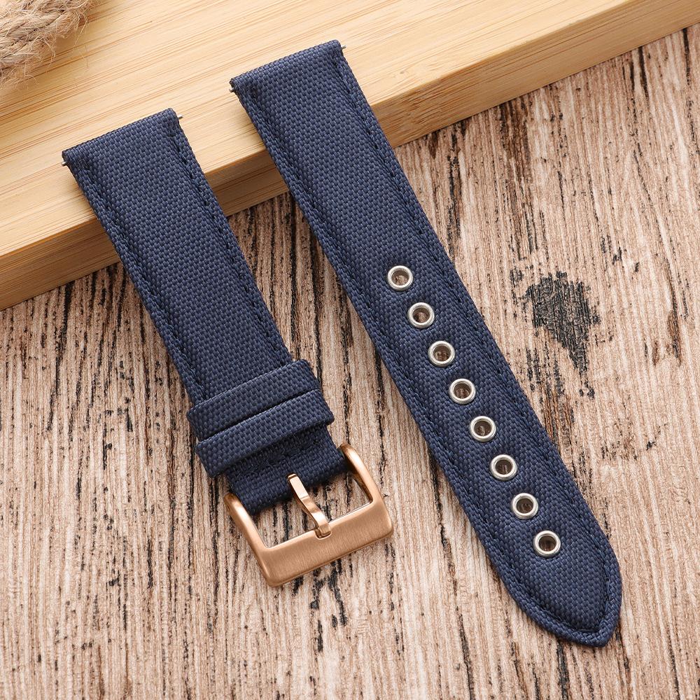 Quick Release Nylon Vintage Sailcloth Watch Strap 22mm Butterfly Buckle Business Men Women Black for Omega for Seiko Watchband