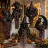 Gothic Plant Pot for Porch Halloween Hanging Planter Indoor Outdoor Use, Bat Cat Witch Raven Decorative Home Accessory Holder, Spooky Wall Mounted