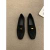 Retro flat-soled single shoes women's shallow mouth spring new temperament black one-pedal soft-soled Doudou shoes