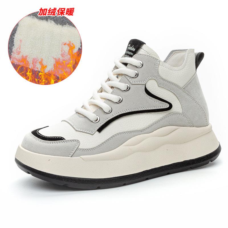 999110 leather high-top shoes new versatile spring and autumn platform sports casual black retro shoes