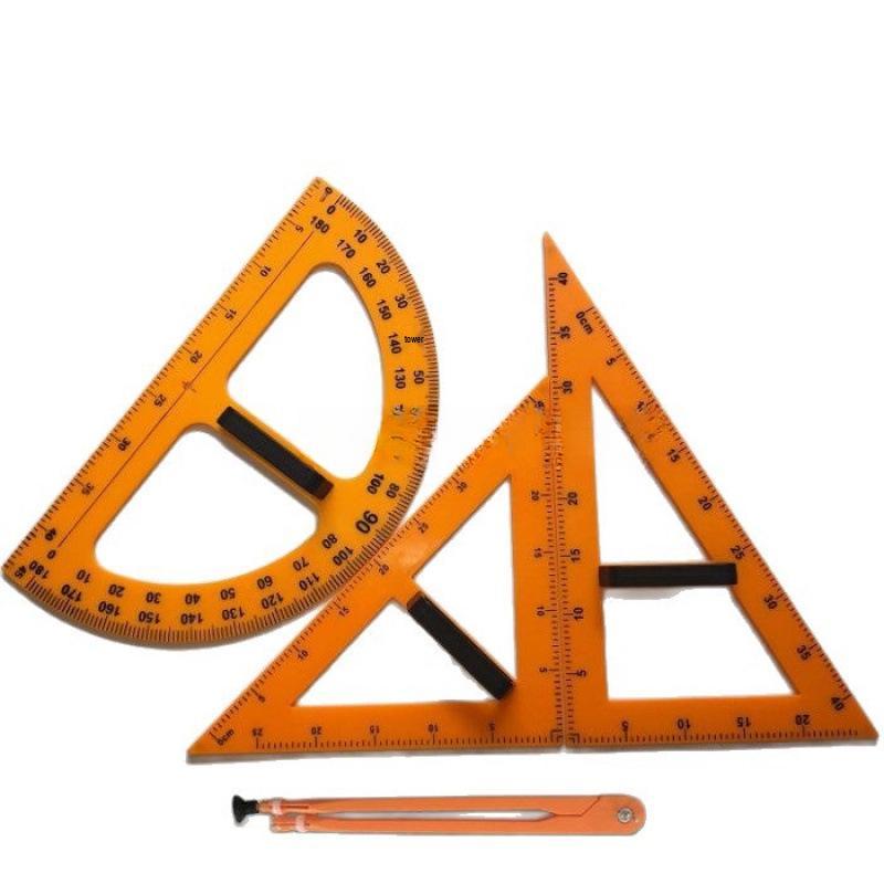 Magnetisches Lehrer-Set: Winkel, Lineal, Winkelmesser mit Griff