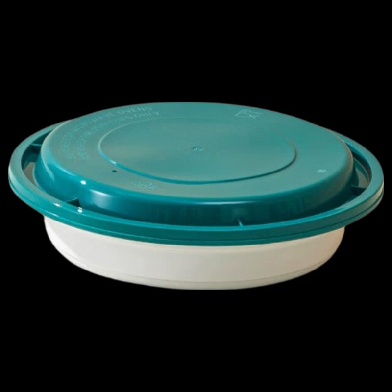 

Disposable Round Food Container with Blue Lid