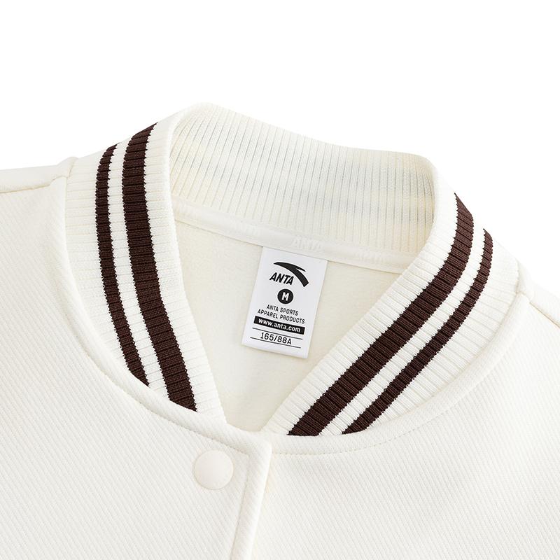 ANTA Baseball Jackets Women's Ivory White Thickened 162648701N-2