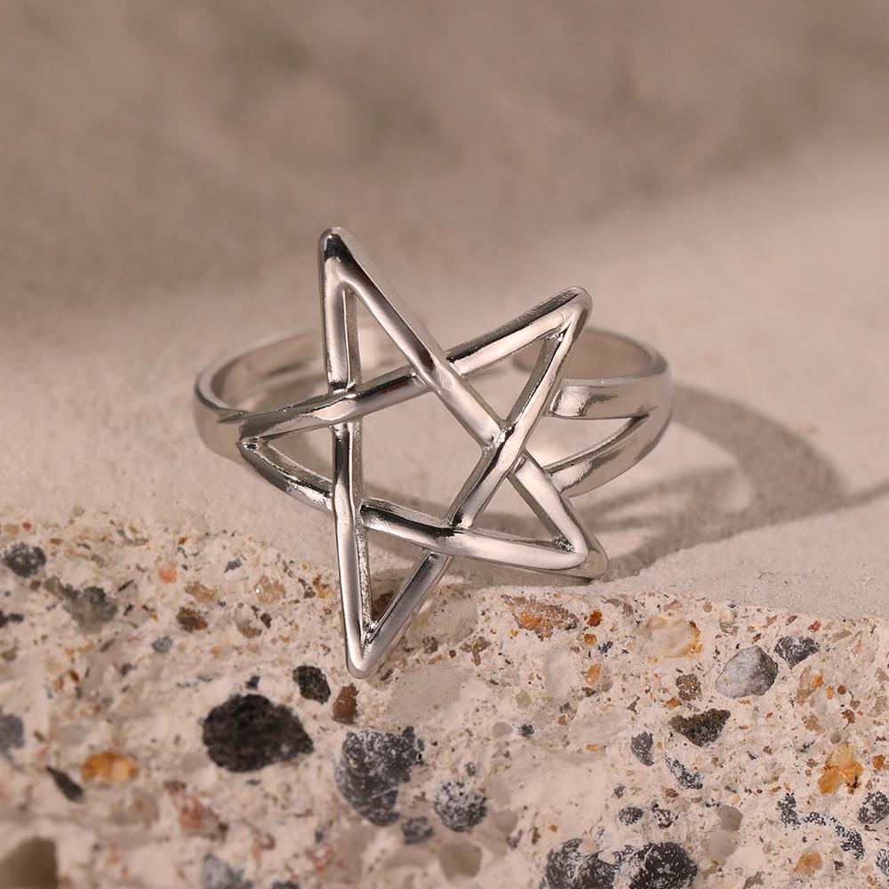 

Кольца из нержавеющей стали Минималистичные Геометрические Полые Звезда Открывающиеся Трендовые Креативные Кольца для Влюбленных для Женщин Циркон Подарок на День Рождения Новинка