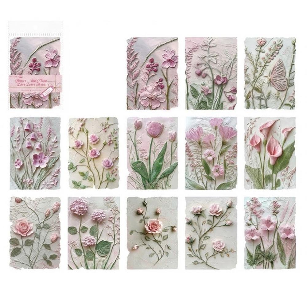 23PCS Multicolor Vintage Reliefs Paper Floral Relief DIY Texture Paper Paper Accessories Scrapbooking Decorative Paper Ita Bag