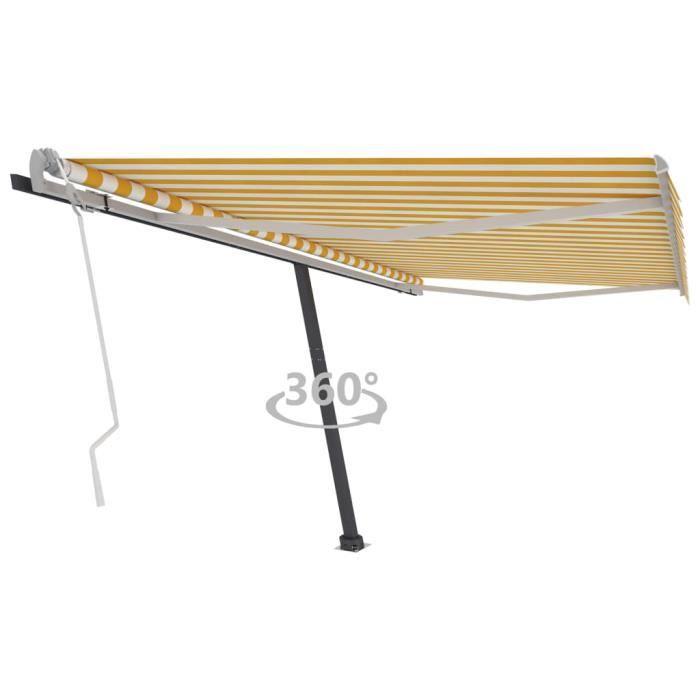 VidaXL Manual Retractable Freestanding Awning, 400x300 Cm Yellow and White