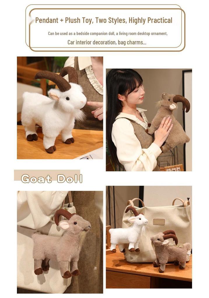 Big Horned Goat Plush Toy Doll - Decorative Ornament