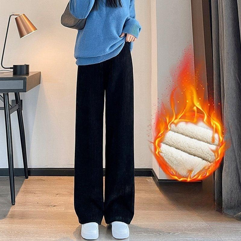 

Брюки женские утолщенные широкие брюки из овечьего флиса плюс бархат женские осенне-зимние модные свободные брюки повседневные брюки из кашемира XXXXL чёрный