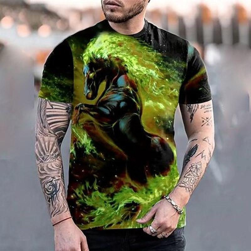 

Муж. Футболка Футболка Графика Животное Лошадь Круглый вырез Одежда Одежда 3D принт На открытом воздухе Повседневные С короткими рукавами С принтом Модельер Винтаж 6XL