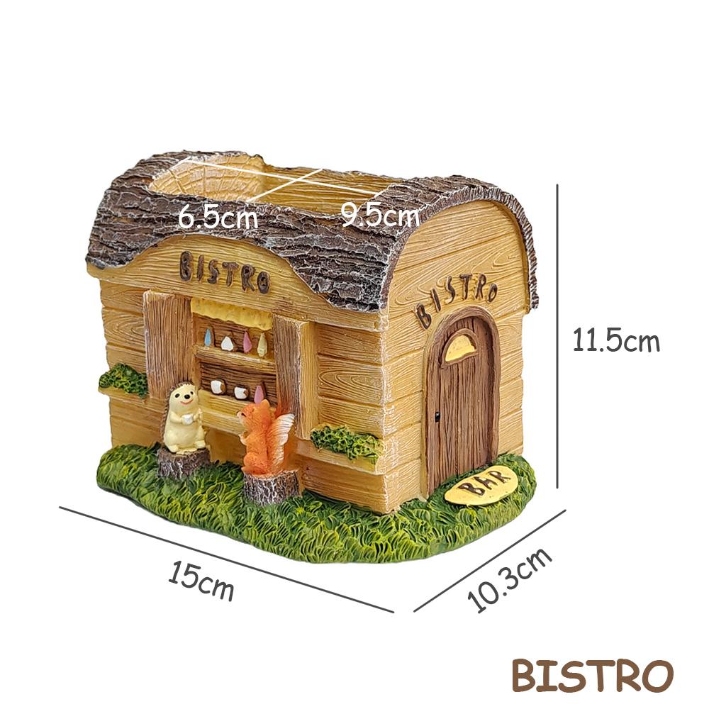 

Creative Mini Cottage Resin Planter Set with 4 Designs - Hedgehog, Owl, Bistro & Mushroom Houses, Perfect for Home Decor & Gifts