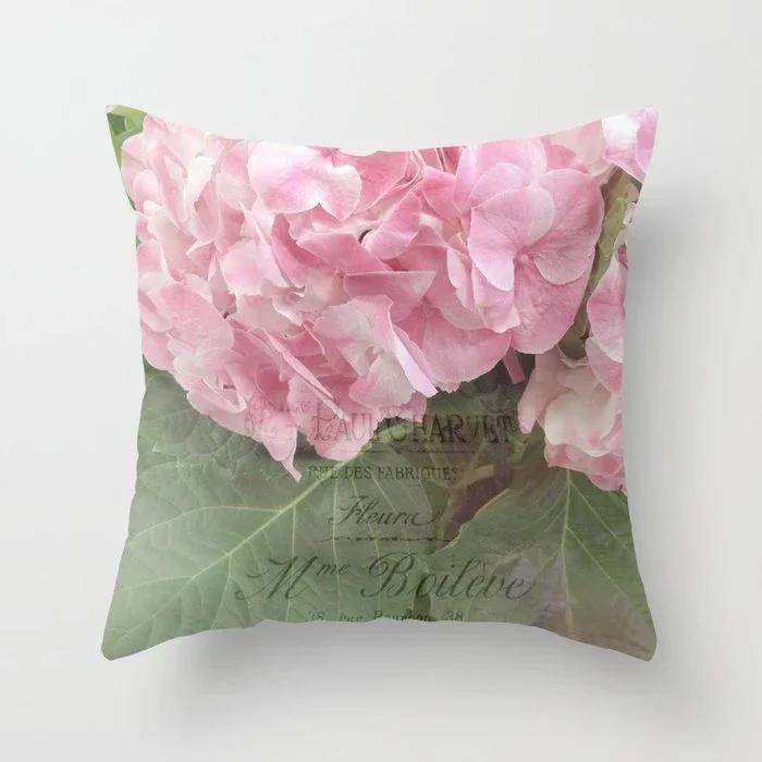 Rose Flowers Polyester Cushion Cover  Nordic Style Home Decoration Throw Pillow For Sofa Bed Car Pillow Case