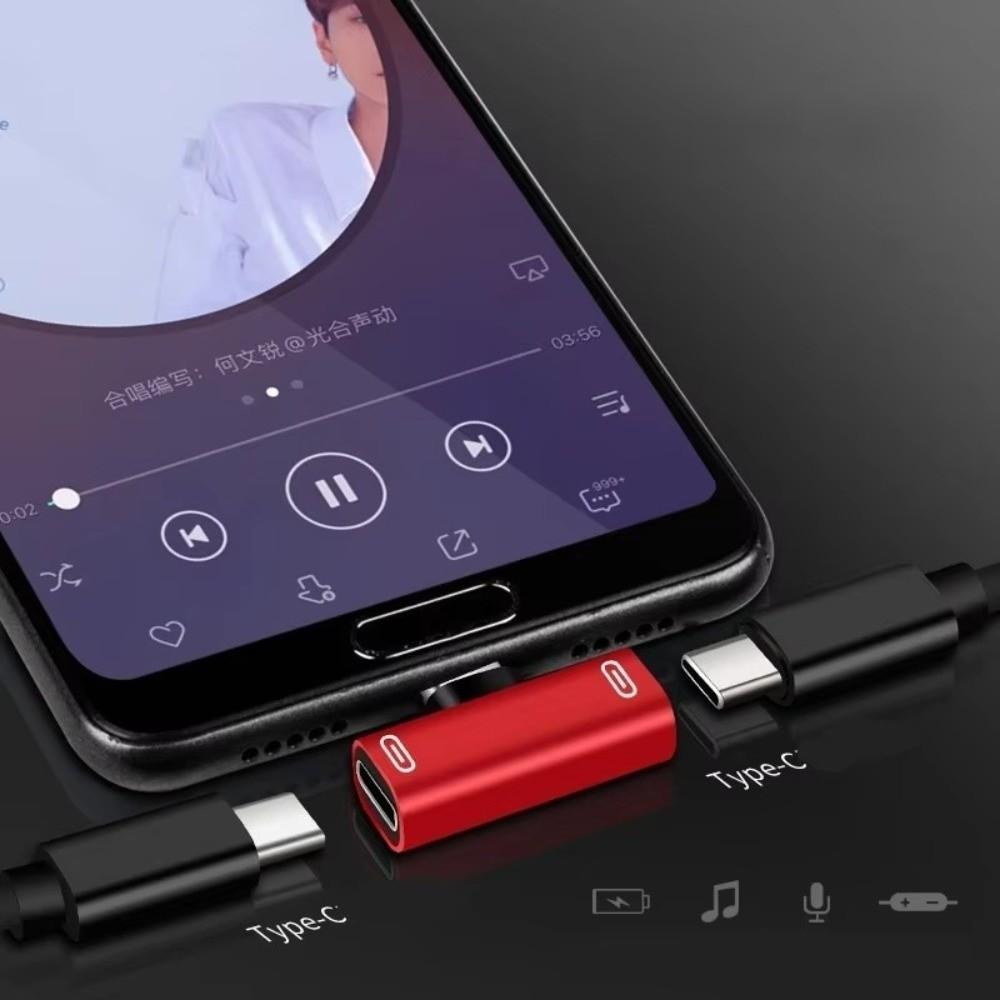 2Pcs 2-in-1 Splitter Converter Aluminum Headphone Charger Adapter USB-C Splitter  Phone Accessories