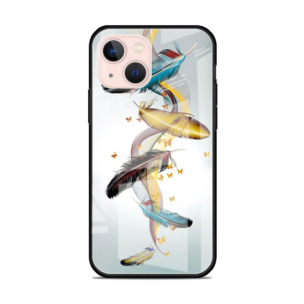 Glass Case For Apple iPhone 14 13 11 12 Pro 7 XR X XS Max 8 6 6s Plus SE 2022 13Pro Tempered Phone Tampa Ginkgo Gold Foil